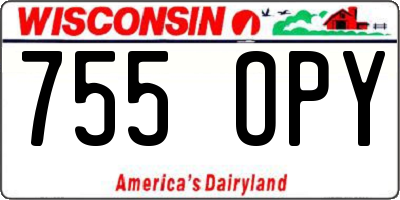 WI license plate 755OPY