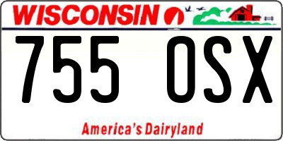 WI license plate 755OSX