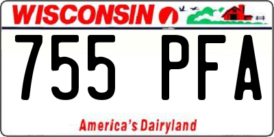 WI license plate 755PFA