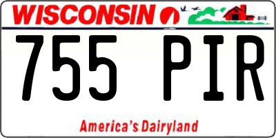 WI license plate 755PIR