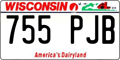 WI license plate 755PJB