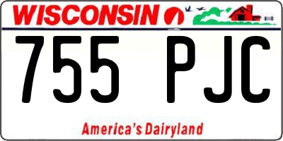 WI license plate 755PJC