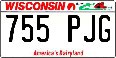 WI license plate 755PJG