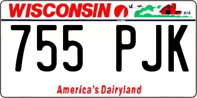 WI license plate 755PJK