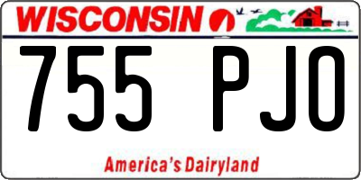 WI license plate 755PJO