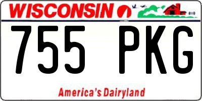 WI license plate 755PKG