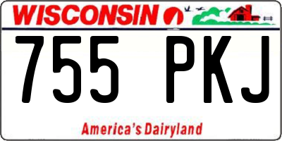 WI license plate 755PKJ