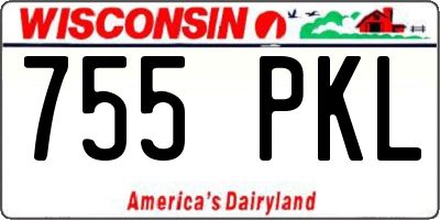 WI license plate 755PKL