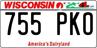 WI license plate 755PKO