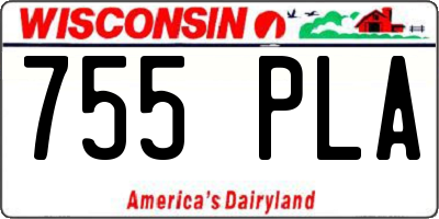 WI license plate 755PLA