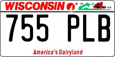 WI license plate 755PLB