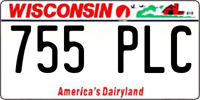 WI license plate 755PLC