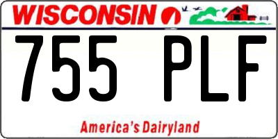 WI license plate 755PLF