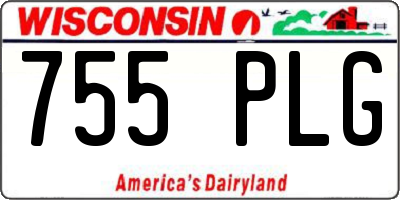 WI license plate 755PLG