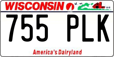 WI license plate 755PLK