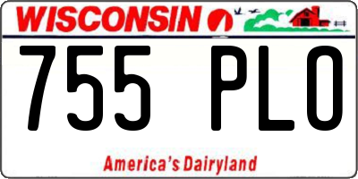 WI license plate 755PLO