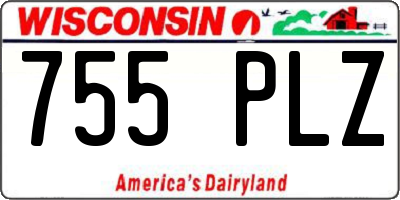 WI license plate 755PLZ