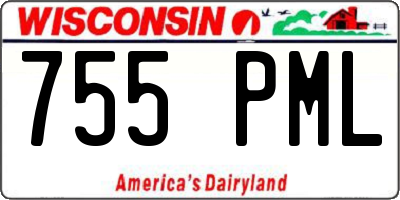 WI license plate 755PML
