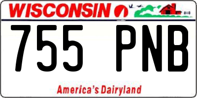 WI license plate 755PNB