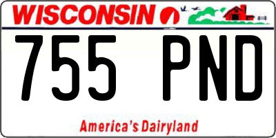 WI license plate 755PND