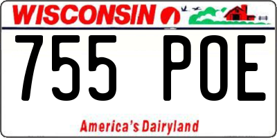 WI license plate 755POE