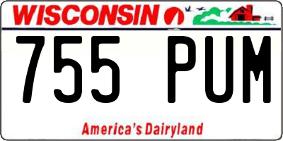 WI license plate 755PUM
