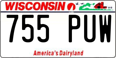 WI license plate 755PUW