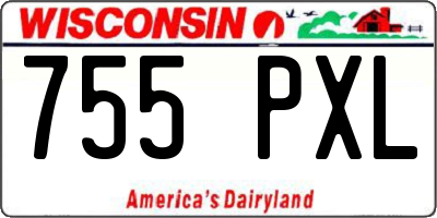 WI license plate 755PXL