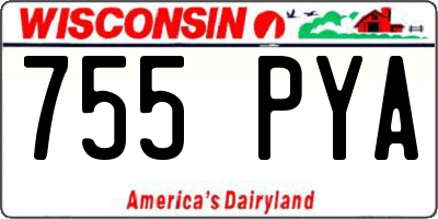 WI license plate 755PYA