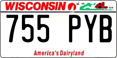WI license plate 755PYB
