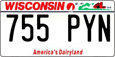 WI license plate 755PYN