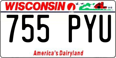 WI license plate 755PYU