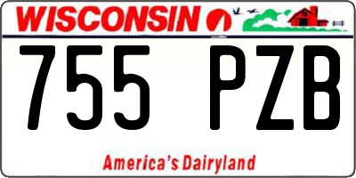 WI license plate 755PZB