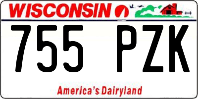 WI license plate 755PZK