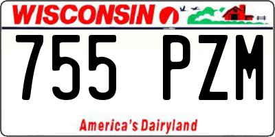 WI license plate 755PZM