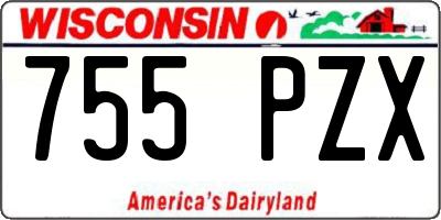 WI license plate 755PZX