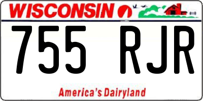 WI license plate 755RJR