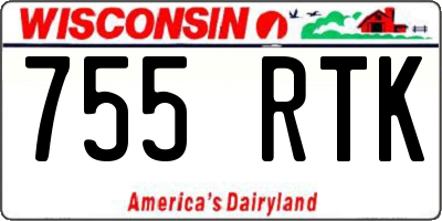 WI license plate 755RTK