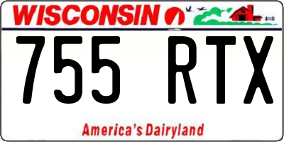 WI license plate 755RTX
