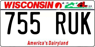 WI license plate 755RUK