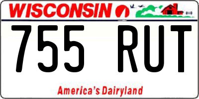 WI license plate 755RUT