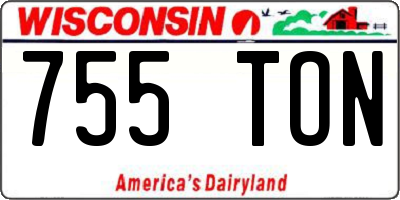 WI license plate 755TON