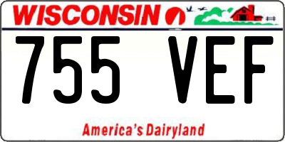 WI license plate 755VEF