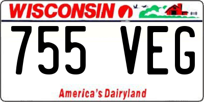 WI license plate 755VEG