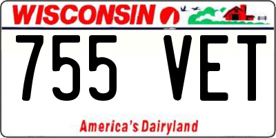 WI license plate 755VET