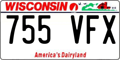WI license plate 755VFX