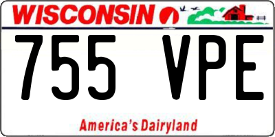 WI license plate 755VPE