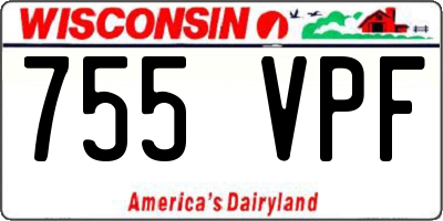 WI license plate 755VPF
