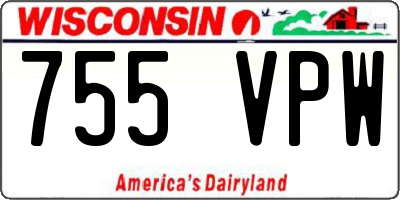 WI license plate 755VPW