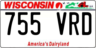 WI license plate 755VRD